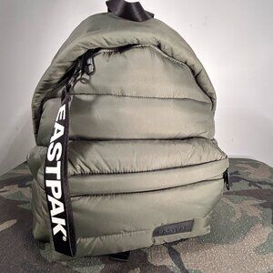 Eastpak puffer backpack in military green.